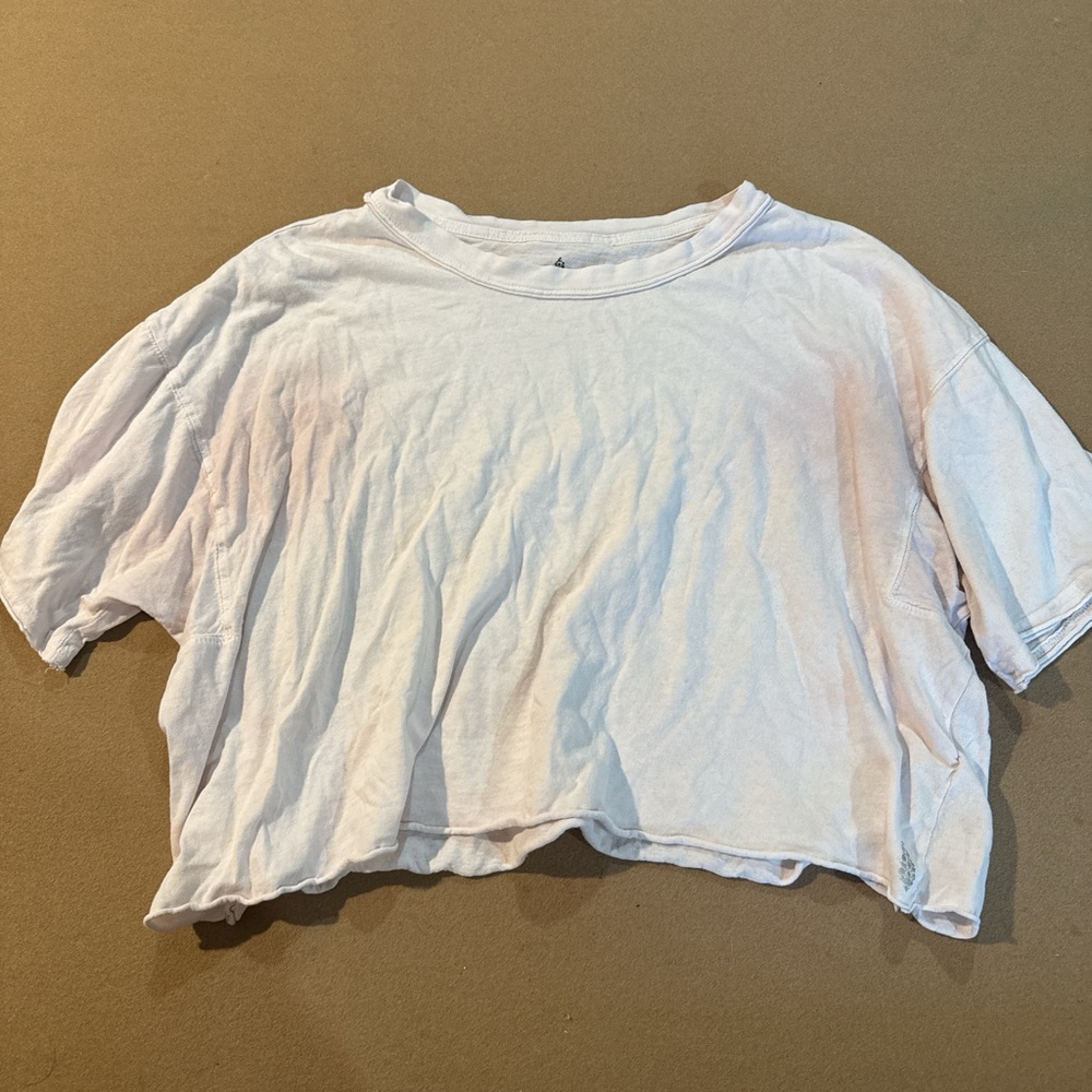 Free People Light Pink Flowy Short Sleeve Tee